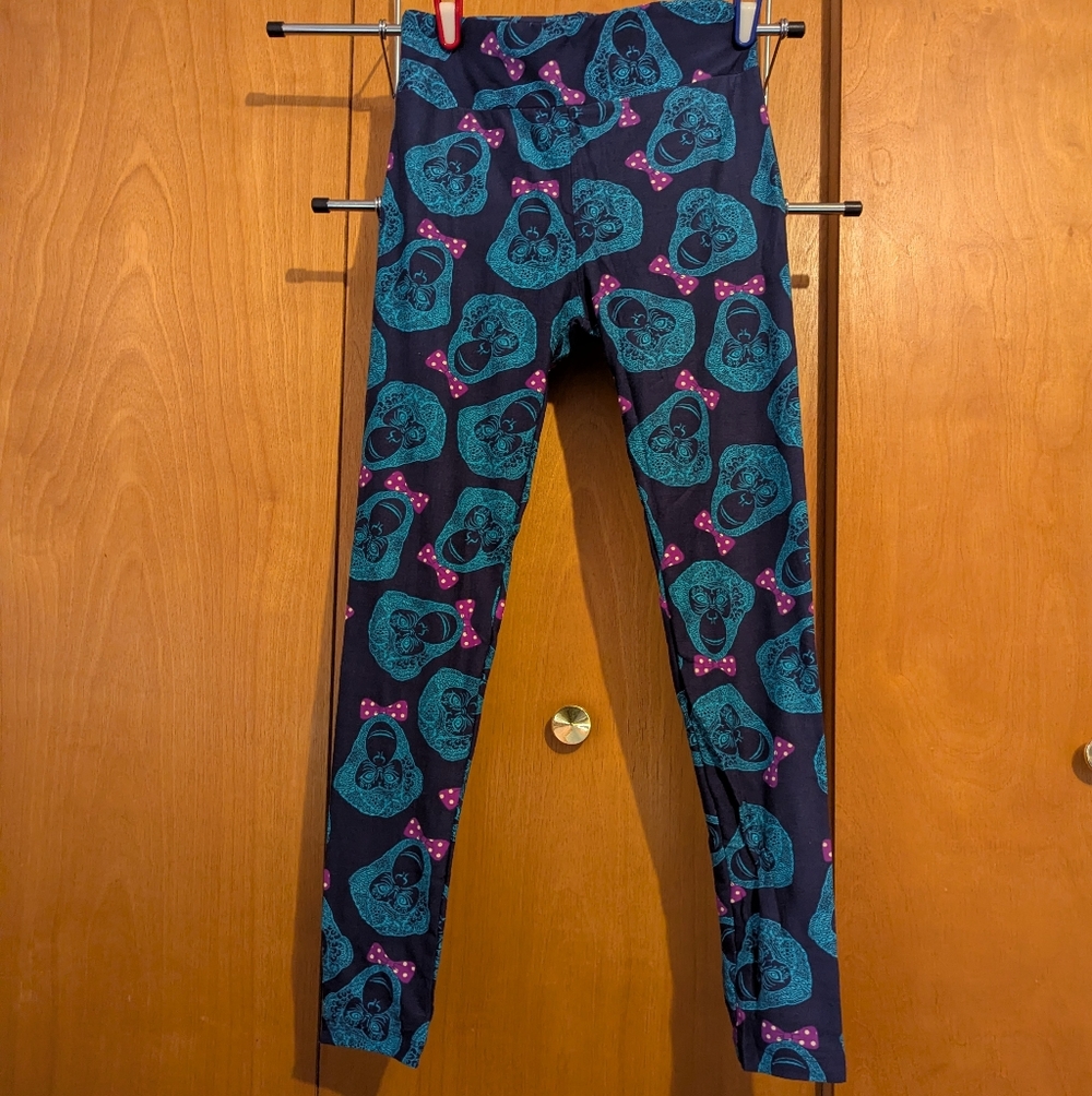 LuLaRoe OS Purple Blue Chimpanzee Print Leggings